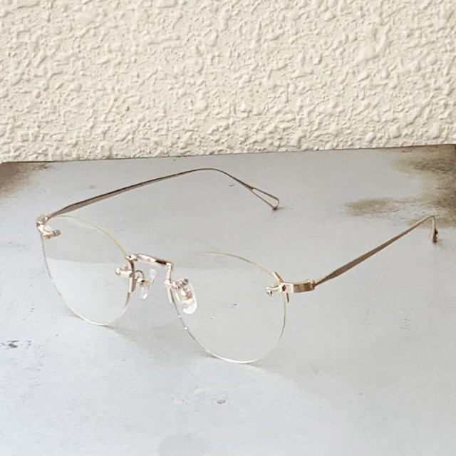 ニュー NEW. サングラス GOBER C-2b メタルフレーム 眼鏡 リムレス クリアレンズ BLASTED GOLD (CLEAR LENS) ゴールド