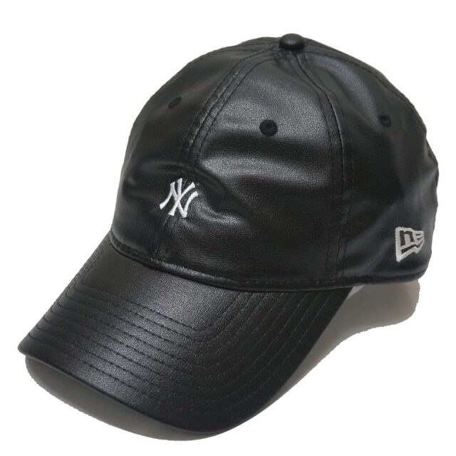 ニューエラ NEW ERA ローキャップ 9THIRTY Synthetic Leather CAP PUレザー フェイクレザー ニューヨークヤンキース キャップ 帽子 ブラック 黒 BLACK