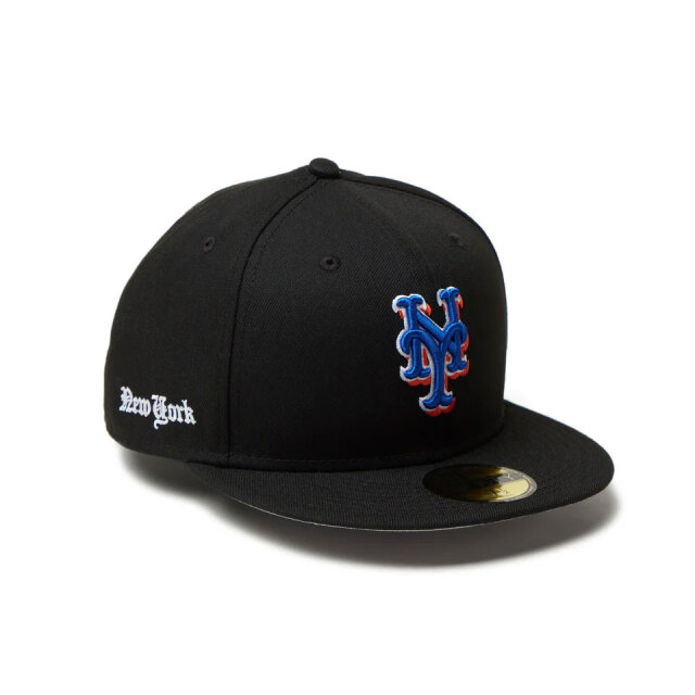 ニューエラ NEW ERA キャップ 59FIFTY MLB OLD ENGLISH オールドイングリッシュ NY METS ニューヨーク・メッツ ブラック 黒 BLACK
