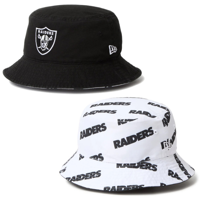 ニューエラ NEW ERA リバーシブルバケットハット BUCKET-01 RAIDERS ラスベガス・レイダース  ハット 帽子 ブラック/ホワイト 黒 白 BLACK WHITE 14667762