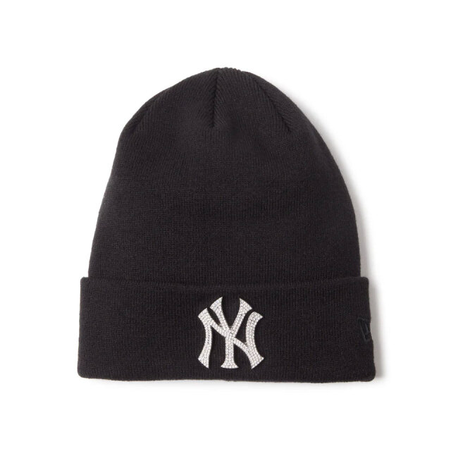 ニューエラ NEW ERA ビーニー ニットキャップ BASIC BEANIE Rhinestone Badge ラインストーン  ニューヨーク・ヤンキース NY YANKEES ブラック 黒 BLACK 14670023