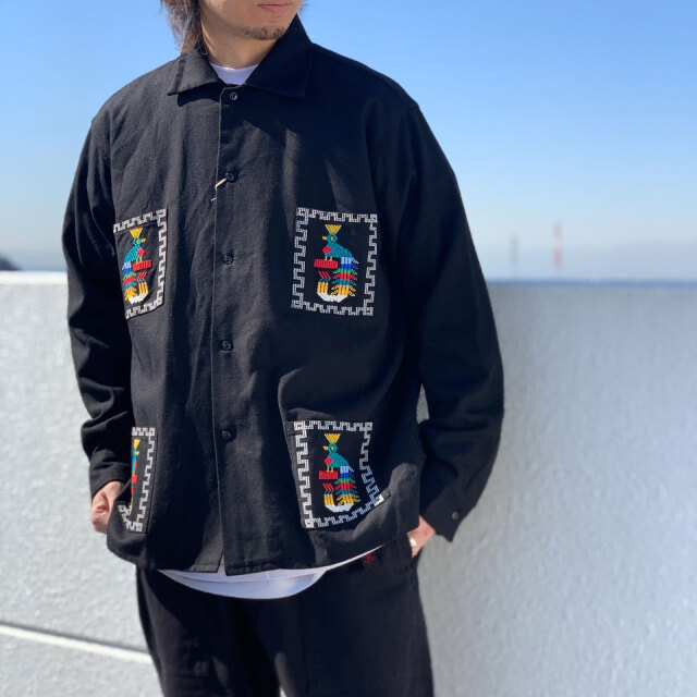 ペニーズ PENNEY'S 長袖シャツ GUATEMALA SHIRT グアテマラシャツ 刺繍 J.C PENNEY ブラック 黒 BLACK