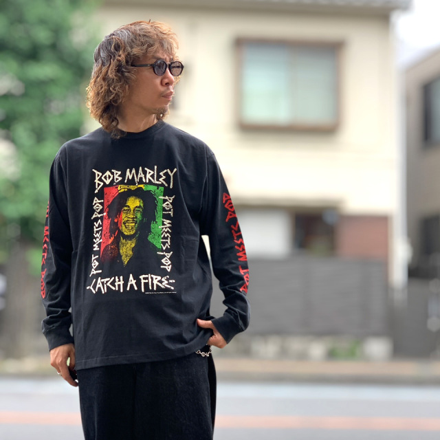 POT MEETS POP ポットミーツポップ Bob Marley CATCH A FIRE LS TEE (2509-U033)
