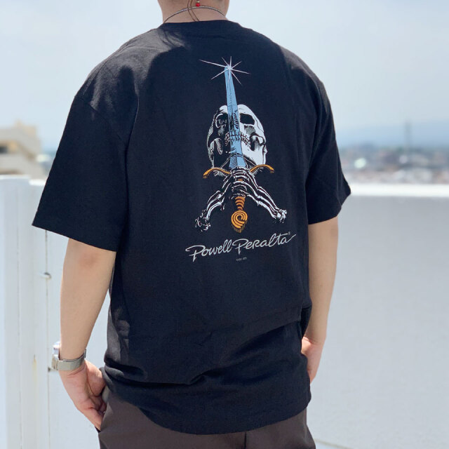 全2色 パウエルペラルタ POWELL PERALTA Tシャツ SKULL&SWORD S/S Tee ブラック ミリタリーグリーン