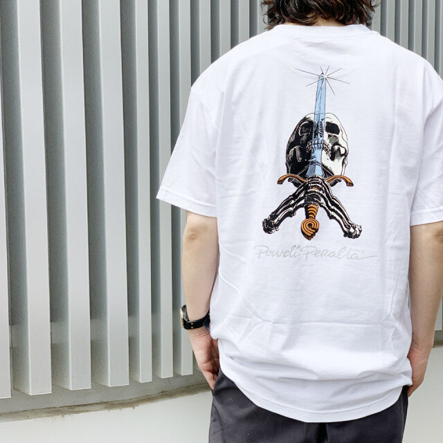 パウエルペラルタ POWELL PERALTA Tシャツ SKULL&SWORD S/S Tee ホワイト 白 WHITE