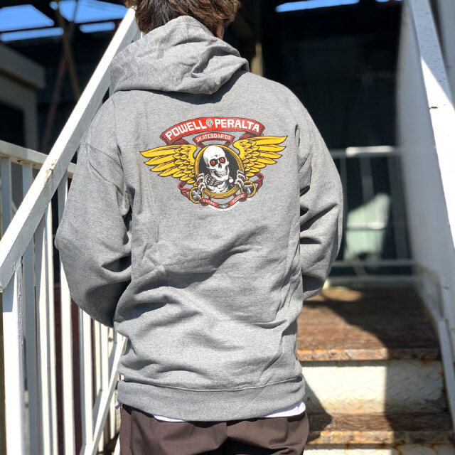 全2色 パウエルペラルタ POWELL PERALTA パーカー フーディー WINGED RIPPER P/O HOODIE スウェット ブラック ガンメタルヘザーグレー 黒 灰色