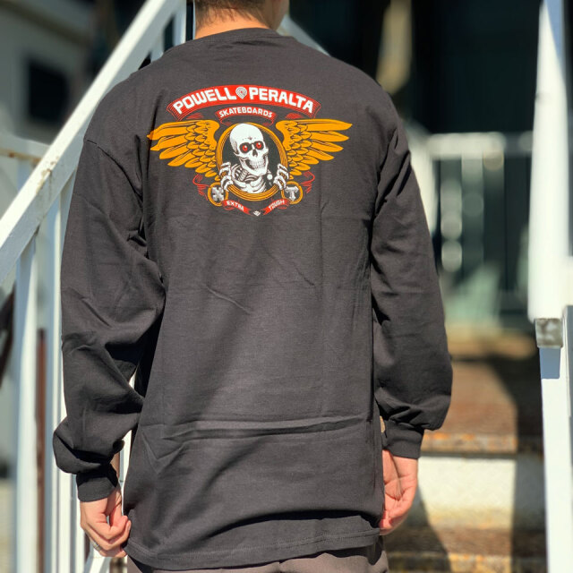 全3色 パウエルペラルタ POWELL PERALTA ロンT Tシャツ WINGED RIPPER L/S Tee ホワイト ブラック オリーブ リッパー