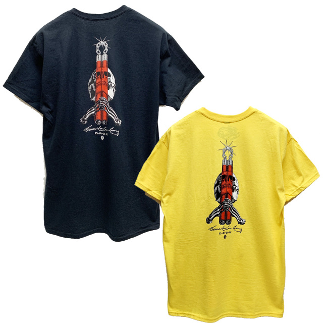 全2色 パウエルペラルタ POWELL PERALTA × BRUCE LEE SKULL & NUNCHUCKS S/S Tee Tシャツ ブルースリー コラボ ブラック イエロー BLACK YELLOW 黒 黄色