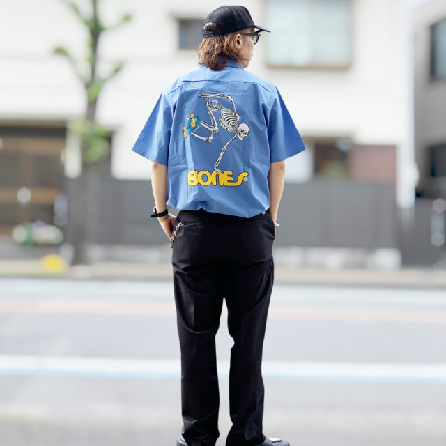 POWELL PERALTA / SS WORK SHIRT - SKATEBOARD SKELTON