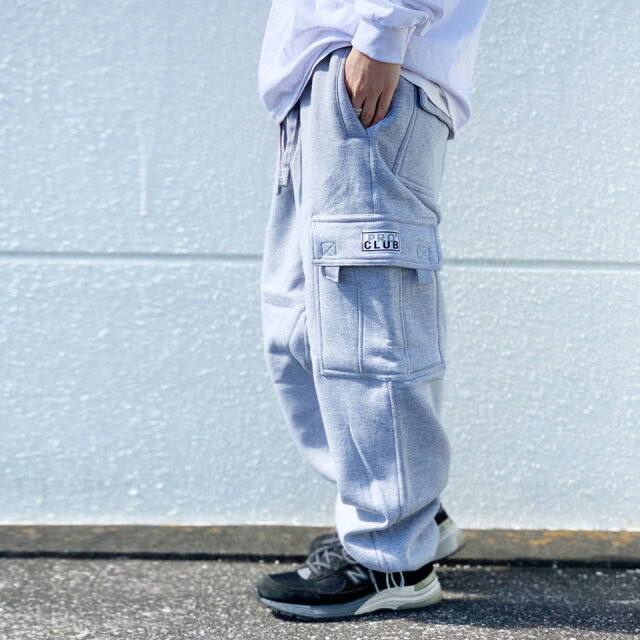 全2色 プロクラブ PRO CLUB スウェットパンツ カーゴパンツ HEAVY WEIGHT SWEAT CARGO PANTS  ヘビーウェイト ブラック 黒 BLACK グレー GREY 灰色 セットアップ 無地