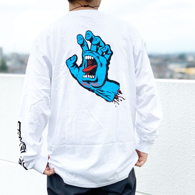 全2色 サンタクルーズ SANTA CRUZ サンタクルズ ロンT Tシャツ SCREAMING HAND L/S Tee 長袖 定番ロゴ ホワイト ブラック