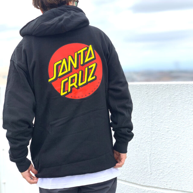 サンタクルーズ SANTA CRUZ サンタクルズ パーカー フーディー CLASSIC DOT P/O HOODIE 定番ロゴ ブラック