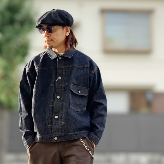 シュガーケーン SUGAR CANE デニムジャケット Gジャン 13oz. DENIM BLOUSE 1936 MODEL (T-BACK)  定番モデル Lot No. SC11936T 1st ファースト インディゴ ワンウォッシュ