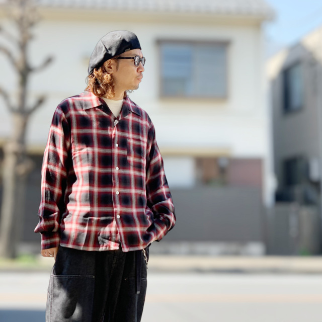 SUGAR CANE / RAYON OMBRE CHECK OPEN SHIRT