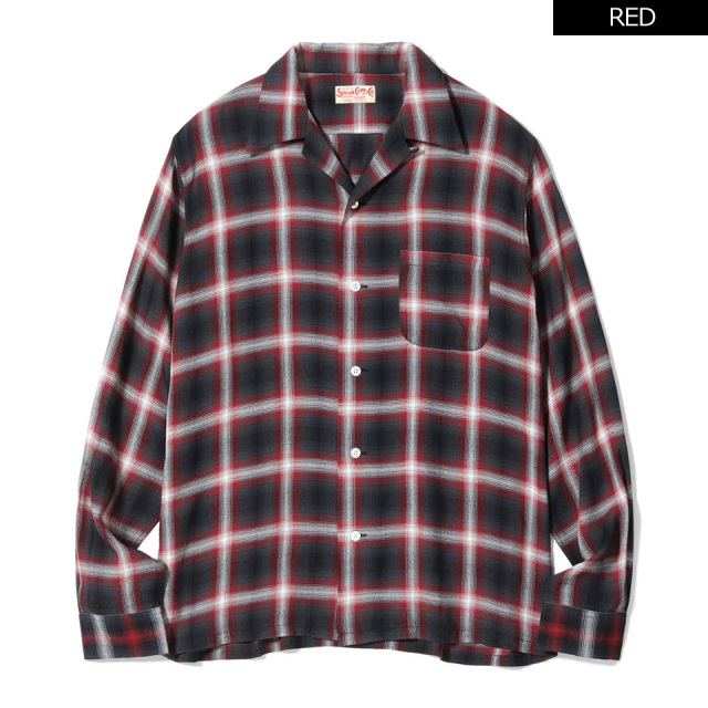 SUGAR CANE / RAYON OMBRE CHECK OPEN SHIRT