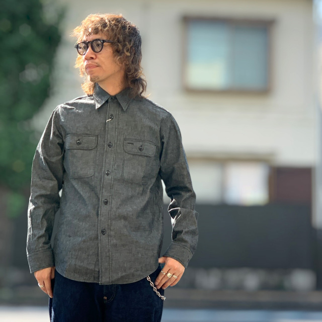 SUGAR CANE シュガーケーン BLACK CHAMBRAY WORK SHIRT - LONG SLEEVE (Lot No. SC29159)