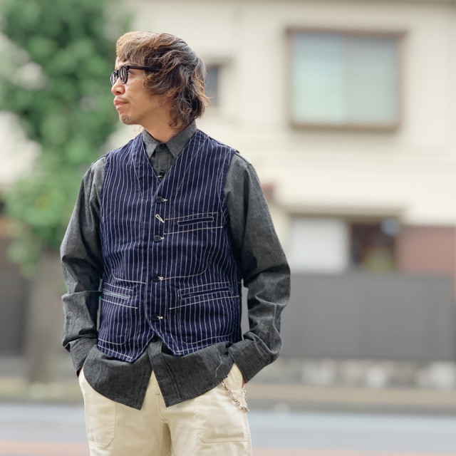 SUGAR CANE シュガーケーン 9oz. WABASH STRIPE WORK VEST (Lot No. SC12654)