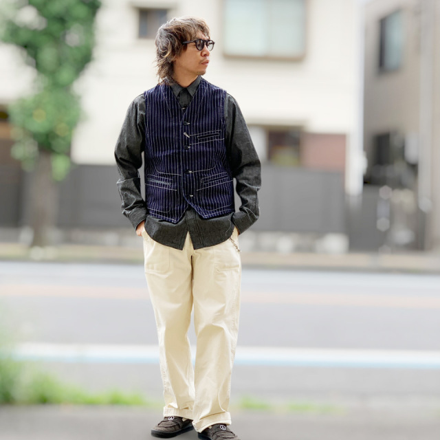 SUGAR CANE / 9oz. WABASH STRIPE WORK VEST