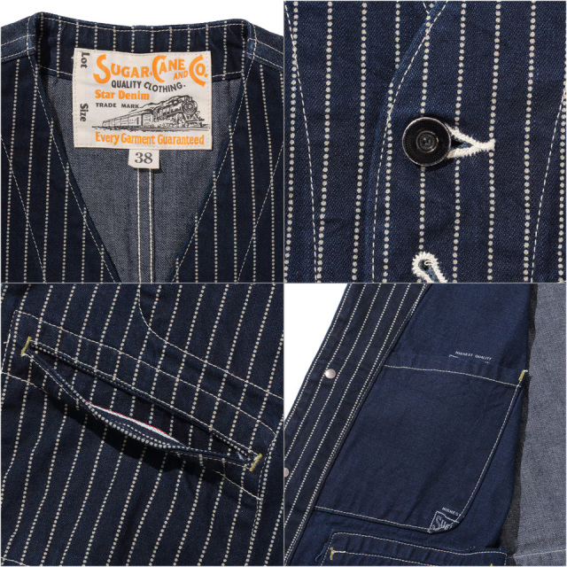 SUGAR CANE / 9oz. WABASH STRIPE WORK VEST