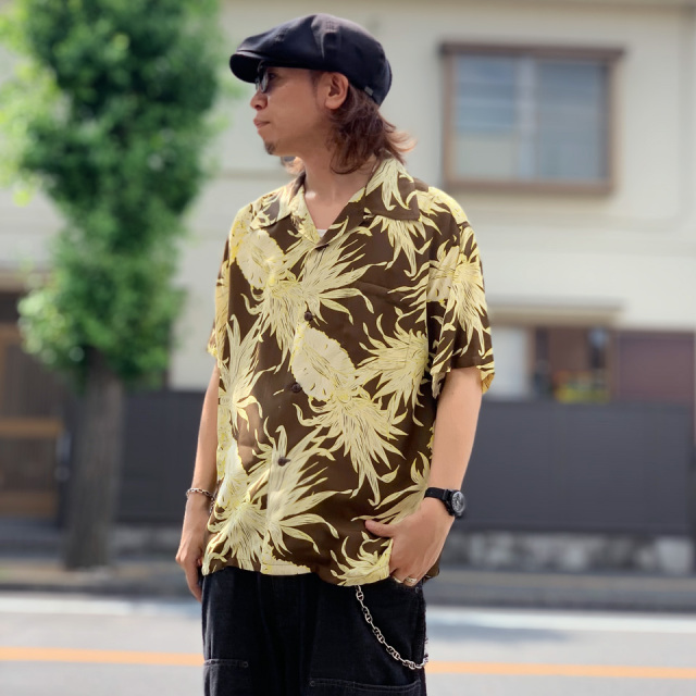 サンサーフ SUN SURF アロハシャツ ハワイアンシャツ RAYON HAWAIIAN S/S SHIRT “ISLAND PINEAPPLE” 半袖 レーヨン パイナップル ブラウン BROWN 茶色 Lot No. SS39413