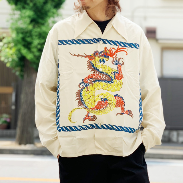 サンサーフ SUN SURF アロハシャツ ハワイアンシャツ SUN SURF SPECIAL EDITION “DRAGON” (LONG SLEEVE)  長袖 レーヨン オフホワイト 白 OFF WHITE  Lot No. SS29484
