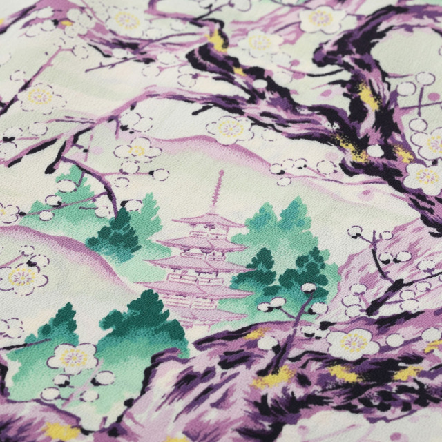 サンサーフ　アロハシャツ 和柄　焦茶にピンクの桜 緑　M レーヨン100% サンサーフ アロハシャツ 和柄 焦茶にピンクの桜 緑 M レーヨン