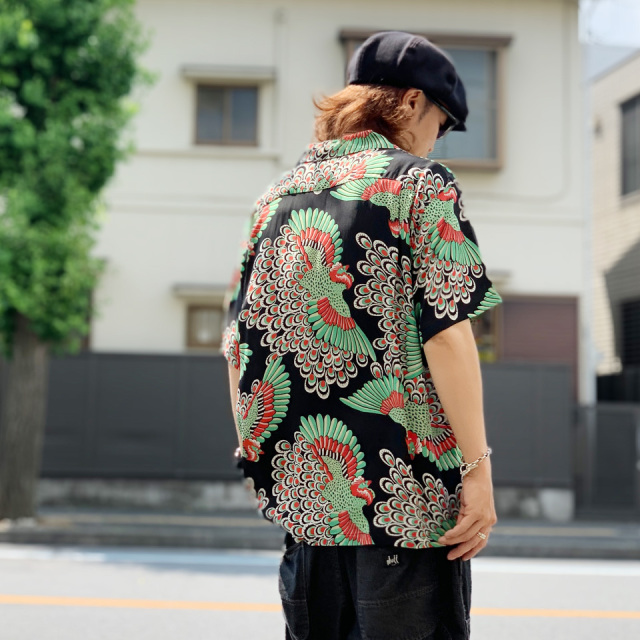 サンサーフ　ピーコック　ブラック　L SUN SURF / HAWAIIAN S/S SHIRT “PEACOCK”