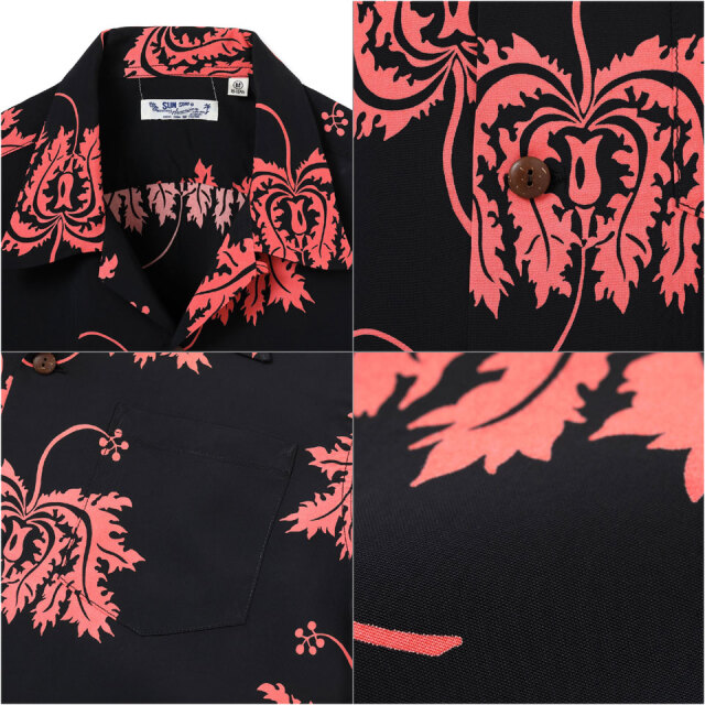 SUN SURF アロハシャツ XL ハイビスカス　黒 SUN SURF / RAYON HAWAIIAN S/S SHIRT “CORAL HIBISCUS”