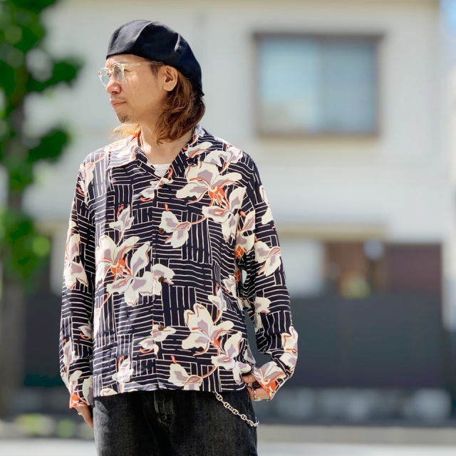 SUN SURF サンサーフ L/S RAYON HAWAIIAN SHIRT “WHITE GINGER" (Lot No.SS29605)