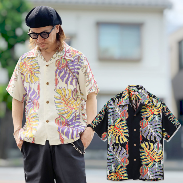 全2色 SUN SURF サンサーフ RAYON HAWAIIAN SHIRT “MONSTERA BORDER”  (Lot No.SS39622)