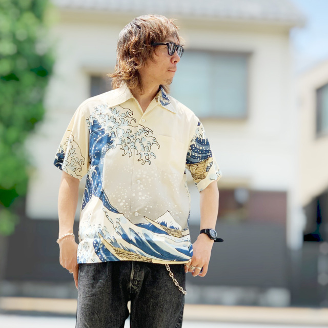SUN SURF サンサーフ RAYON HAWAIIAN SHIRT SUN SURF × 葛飾北斎 SPECIAL EDITION “神奈川沖浪裏” (Lot No. SS37651)
