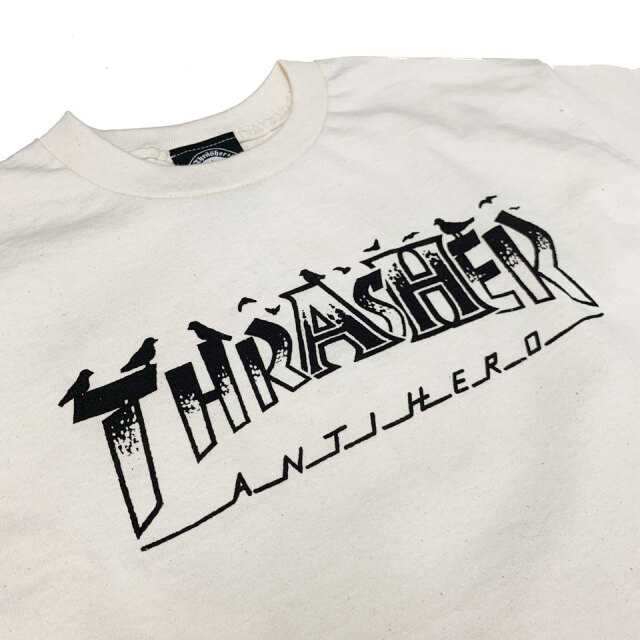 おじさんDIRT THRASHER プロポ付き ダート スラッシャー セール】【THRASHER(スラッシャー)】別注ポスターロゴT(KIDS)（T