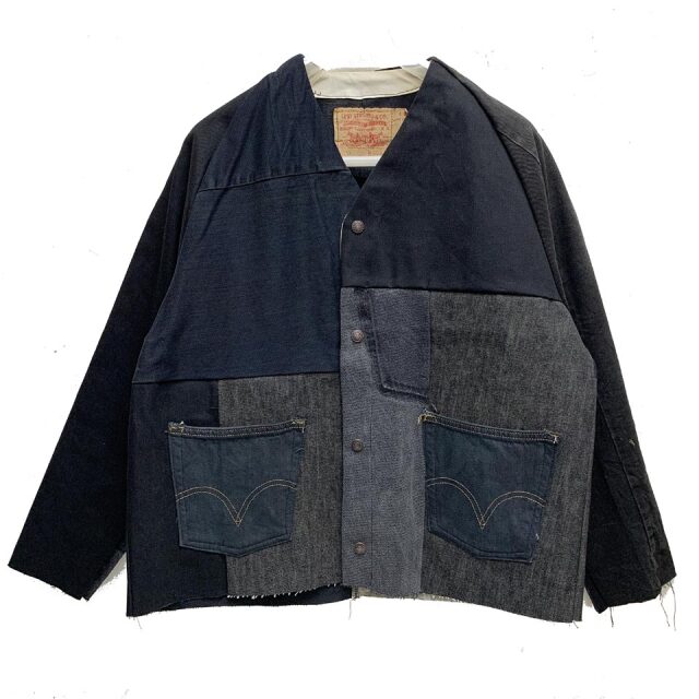 スリフティルック THRIFTY LOOK デニムエンジニアジャケット LEVI'S DENIM REMAKE ENGINEERED JACKET リーバイス リメイク ブラック BLACK 黒 (A)
