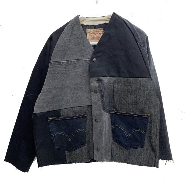 スリフティルック THRIFTY LOOK デニムエンジニアジャケット LEVI'S DENIM REMAKE ENGINEERED JACKET リーバイス リメイク ブラック BLACK 黒 (C)