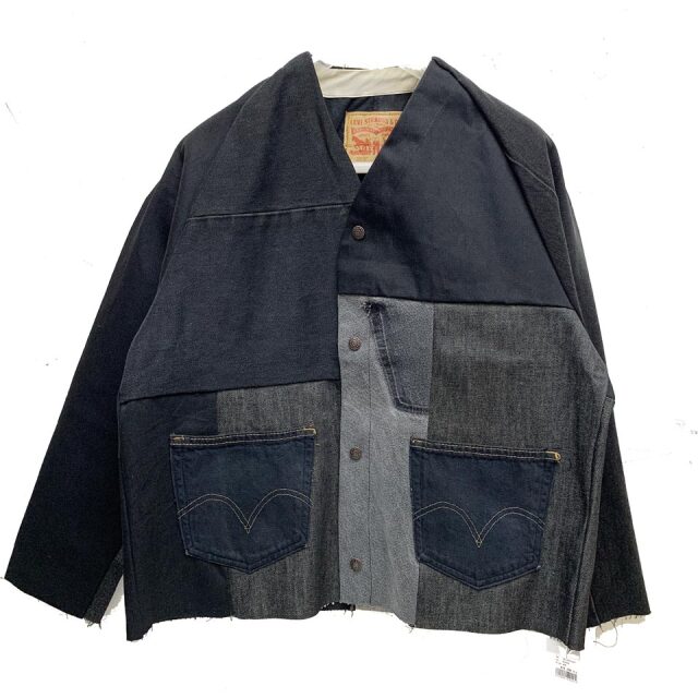 スリフティルック THRIFTY LOOK デニムエンジニアジャケット LEVI'S DENIM REMAKE ENGINEERED JACKET リーバイス リメイク ブラック BLACK 黒 (D)
