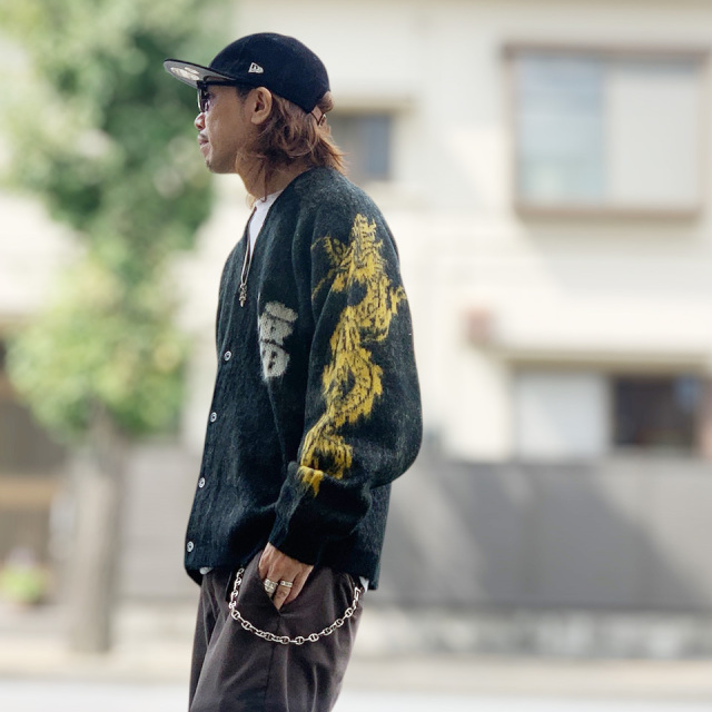 THRIFTY LOOK / RAGLAN SLEEVE SOUVENIR CARDIGAN - DRAGON