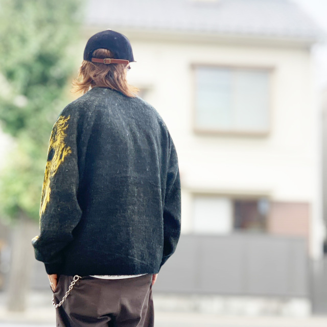 THRIFTY LOOK / RAGLAN SLEEVE SOUVENIR CARDIGAN - DRAGON