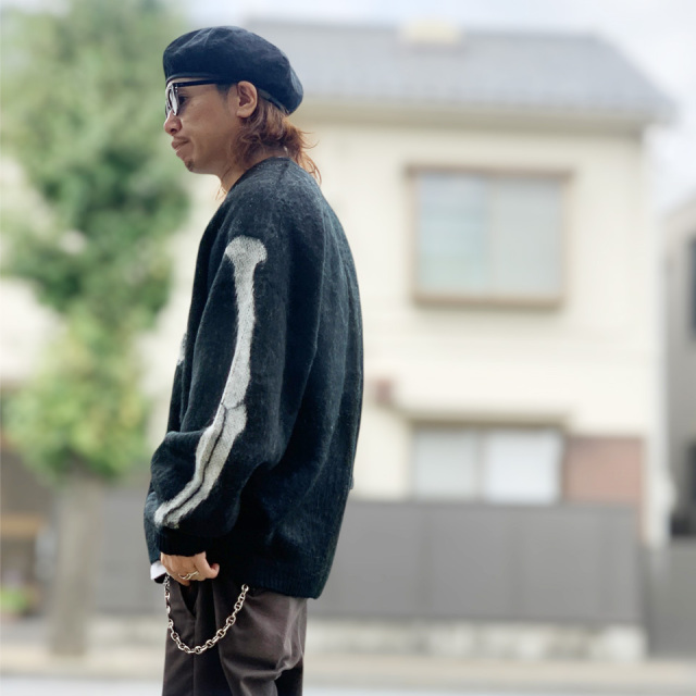 THRIFTY LOOK / RAGLAN SLEEVE SOUVENIR CARDIGAN - SKULL