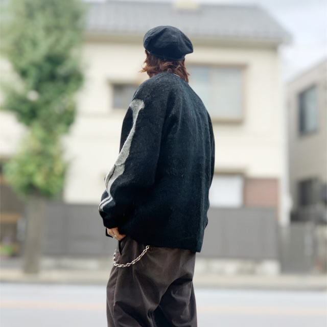 THRIFTY LOOK / RAGLAN SLEEVE SOUVENIR CARDIGAN - SKULL