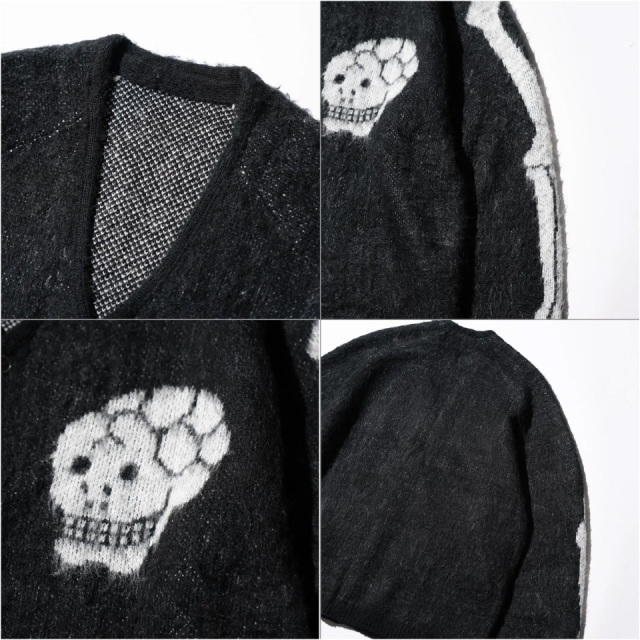 THRIFTY LOOK / RAGLAN SLEEVE SOUVENIR CARDIGAN - SKULL