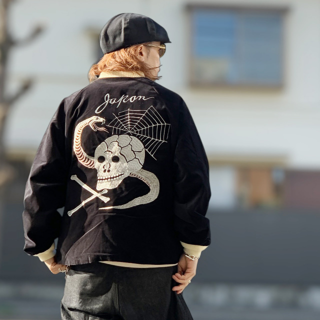 スリフティルック THRIFTY LOOK スーベニアジャケット SNAKE & SKULL SOUVENIR SHORT JACKET アウター ブラック/ピンク 黒 BLACK TL26S001CL