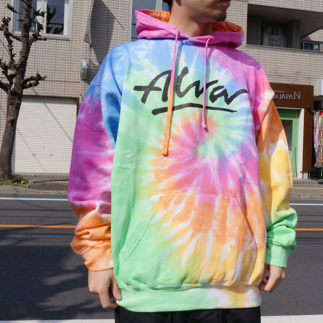 TONY ALVA トニーアルバ ALVA SKATES パーカー OG LOGO TIE DYE HOODIE ブラック レインボー