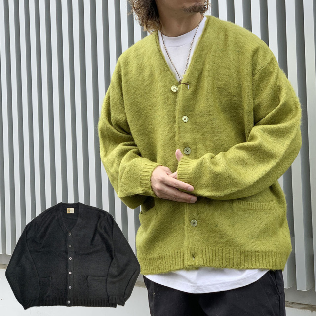 全3色 タウンクラフト TOWNCRAFT シャギーカーディガン SOLID SHAGGY CARDIGAN モヘア ブラック グリーン  ネイビー 黒 緑 紺 BLACK GREEN NAVY TC25F012