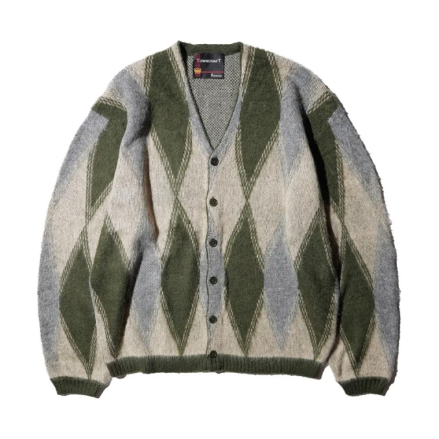 TOWN CRAFT モヘアカーディガン アーガイル模様 TOWN CRAFT / ARGYLE SHAGGY CARDIGAN
