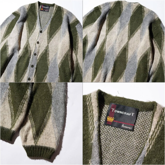 TOWN CRAFT / ARGYLE SHAGGY CARDIGAN