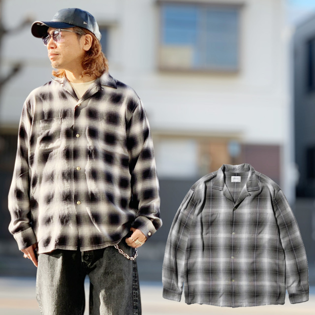 全2色 タウンクラフト TOWNCRAFT オンブレチェックシャツ レーヨンシャツ シャドウチェック 60S OMBRE CHECK LOOP COLLAR SHIRTS ブラック BLACK グリーン GREEN TC25F02300