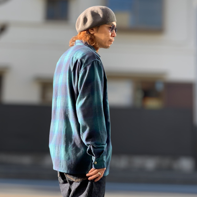 TOWN CRAFT / 60S OMBRE CHECK LOOP COLLAR NEL SHIRTS