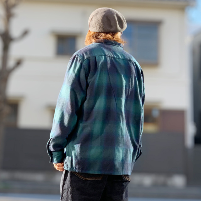 TOWN CRAFT / 60S OMBRE CHECK LOOP COLLAR NEL SHIRTS