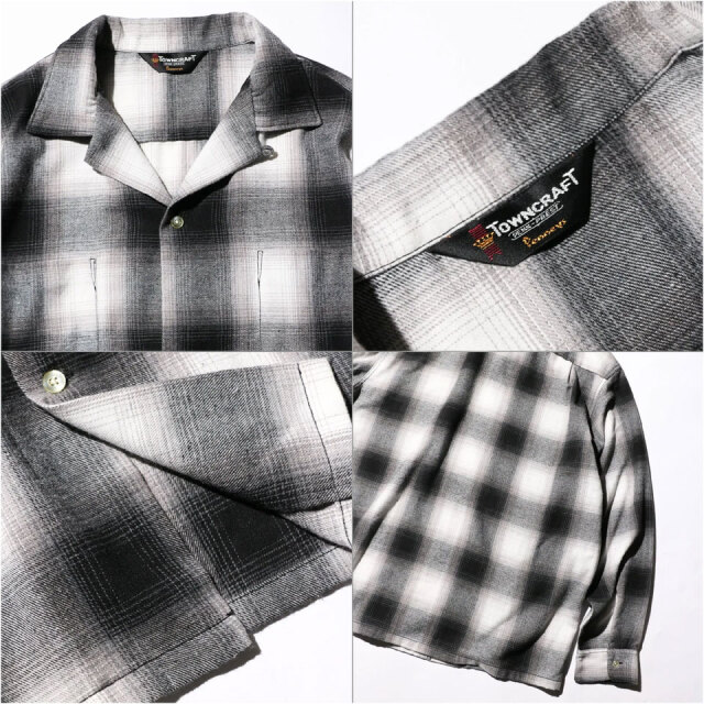 TOWN CRAFT / 60S OMBRE CHECK LOOP COLLAR NEL SHIRTS