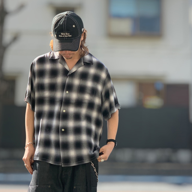 u*7様 TOWNCRAFT OMBRE SHIRTS レーヨン100日本製　復 TOWN CRAFT / 60S OMBRE CHECK LOOP COLLAR SS SHIRTS